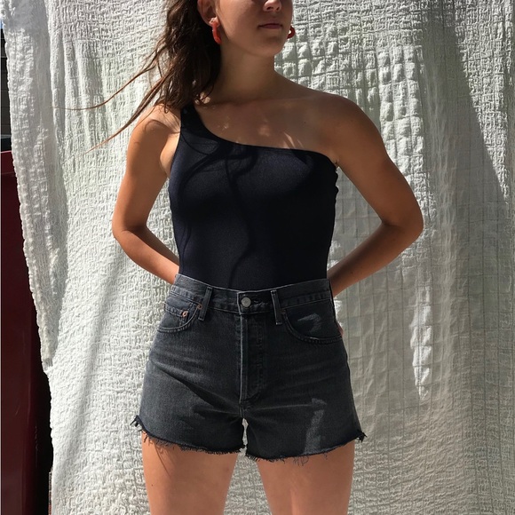 Agolde Pants - AGOLDE Parker Shorts Black Vintage Cut Off High Waisted Denim Shorts size 29